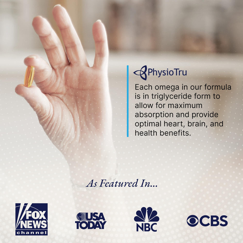 PhysioTru etiqueta frontal con lista de EPA, DHA y DPA y detalle de calidad