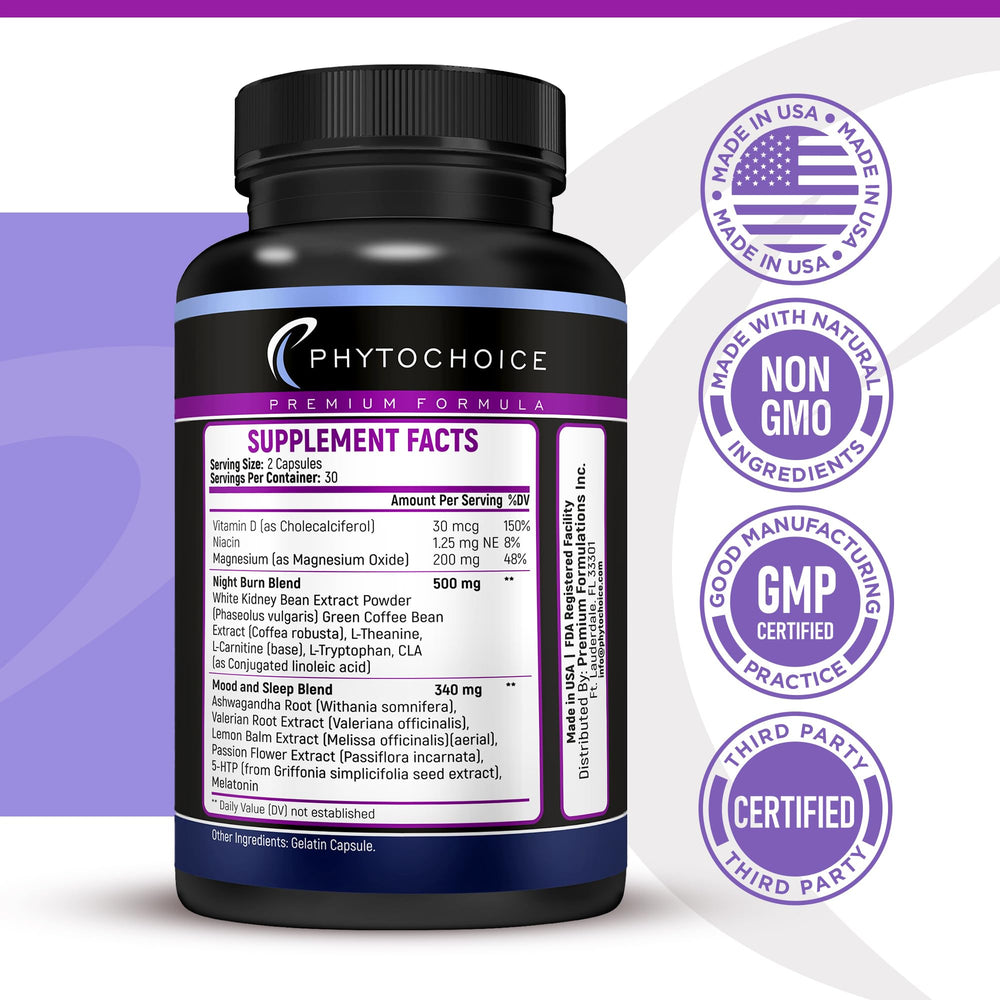 PHYTOCHOICE comparación de tamaño mostrando 60 cápsulas y dosis diaria