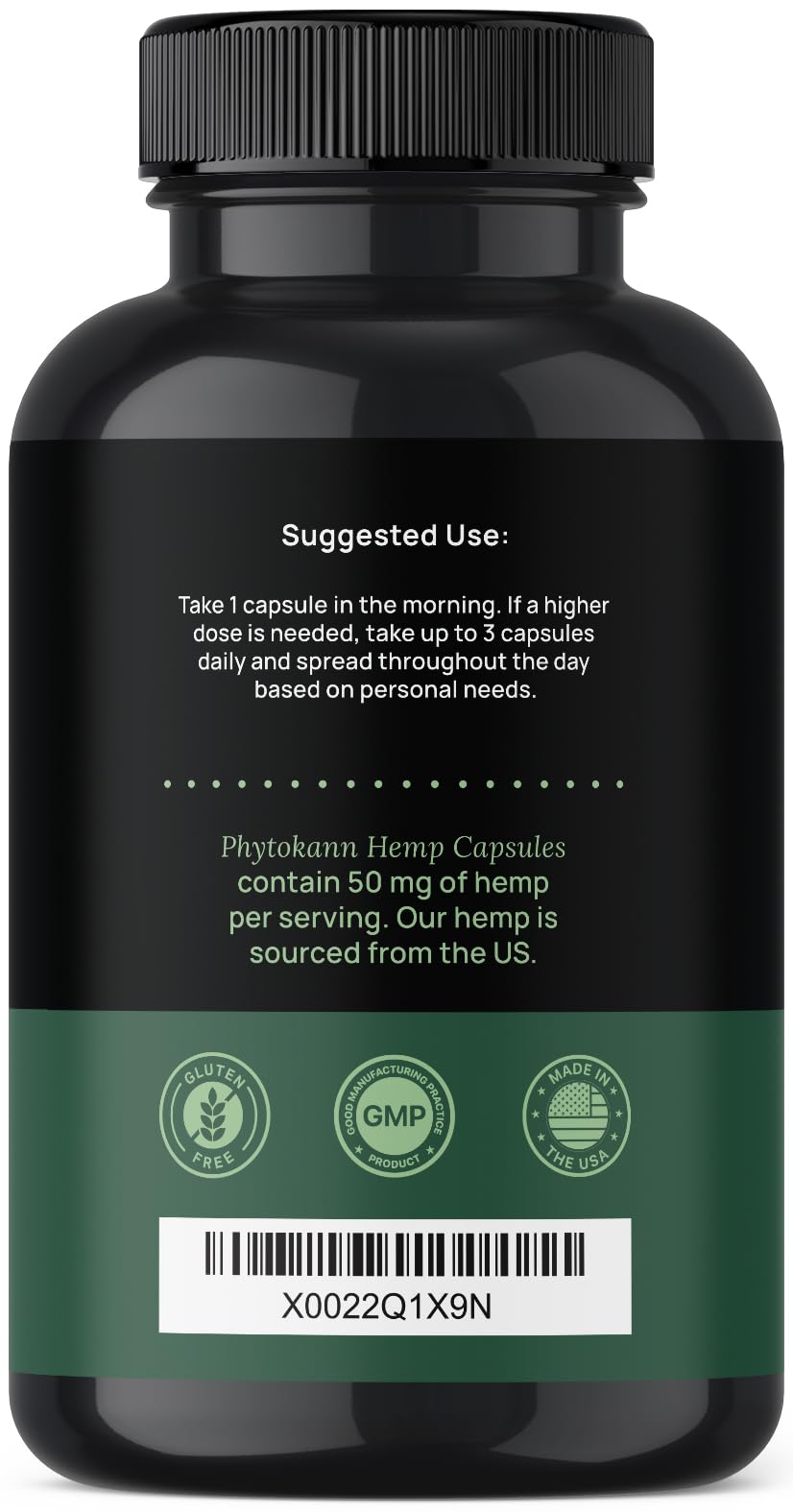 Phytokann etiqueta nutricional con ingredientes y origen USA
