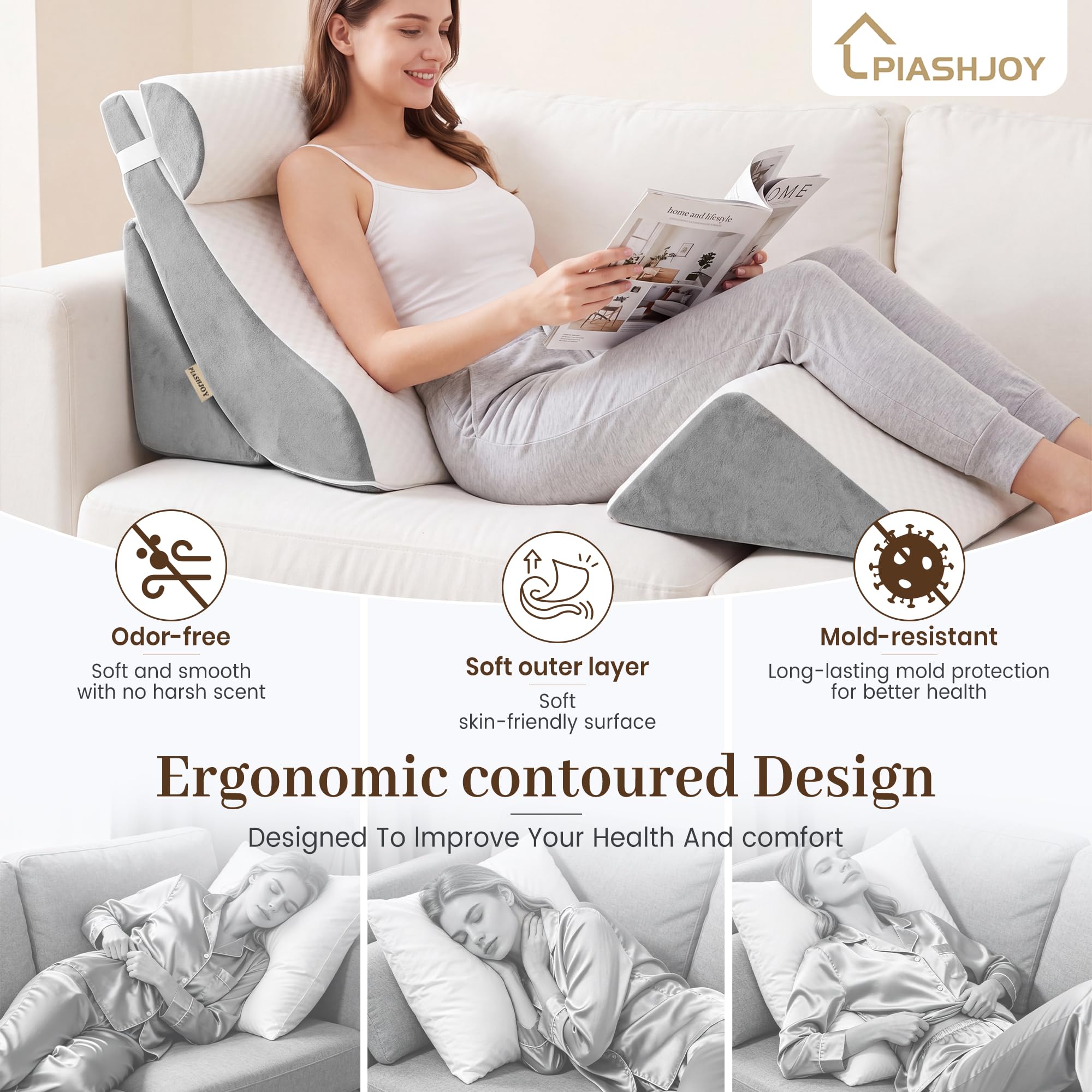 PIASHJOY detalle de la espuma densa mostrando durabilidad y firmeza