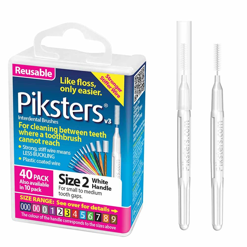 Piksters empaque frontal mostrando 40 unidades para limpieza interdental precisa