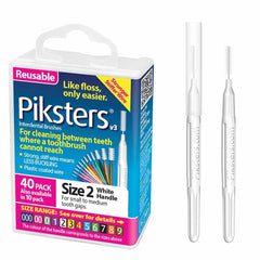 Piksters empaque frontal mostrando 40 unidades para limpieza interdental precisa