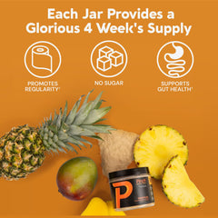 Pinch etiqueta con ingredientes clave y vitaminas visibles