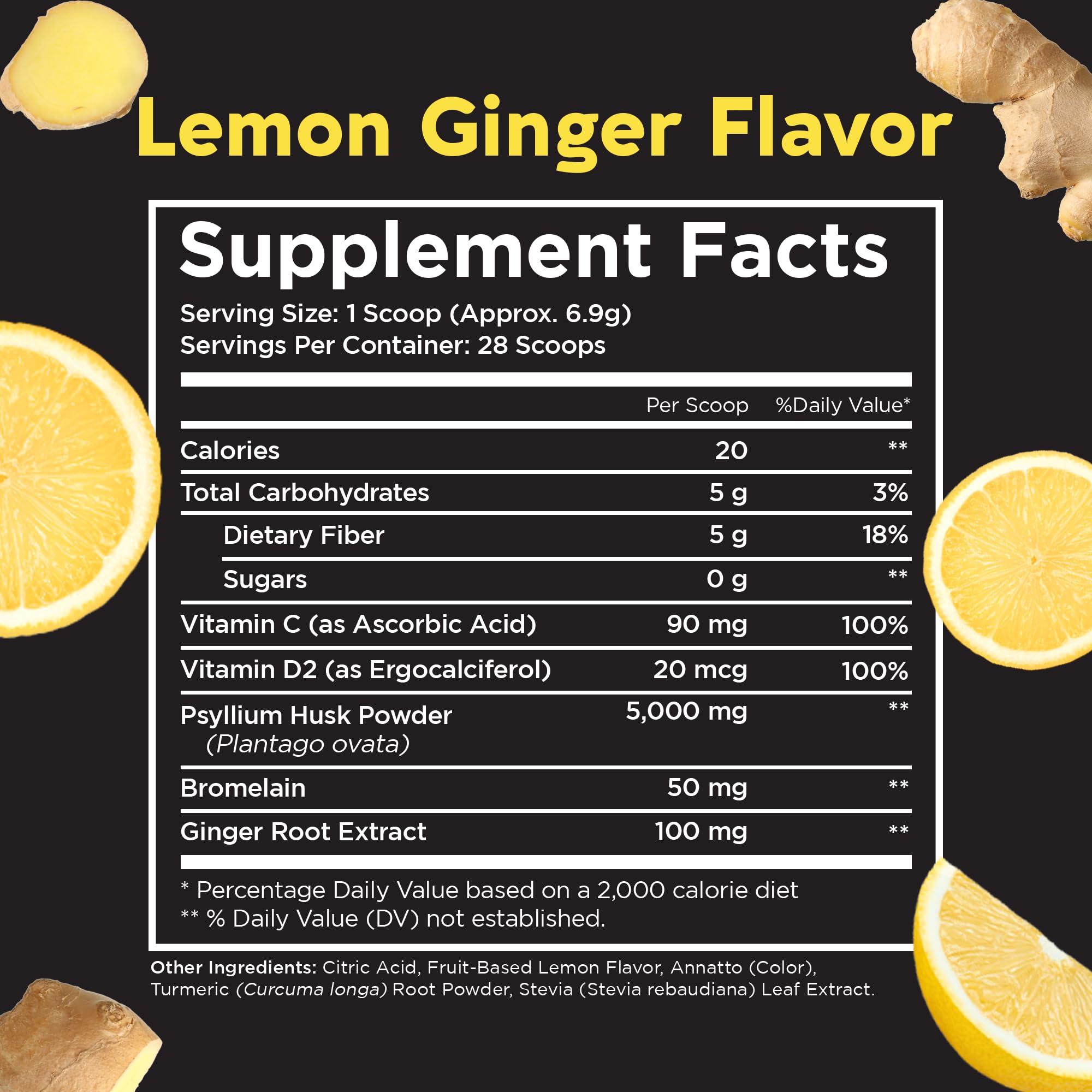 Pinch etiqueta con ingredientes y vitaminas para transparencia