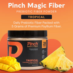 Pinch polvo siendo mezclado en vaso para digestión diaria