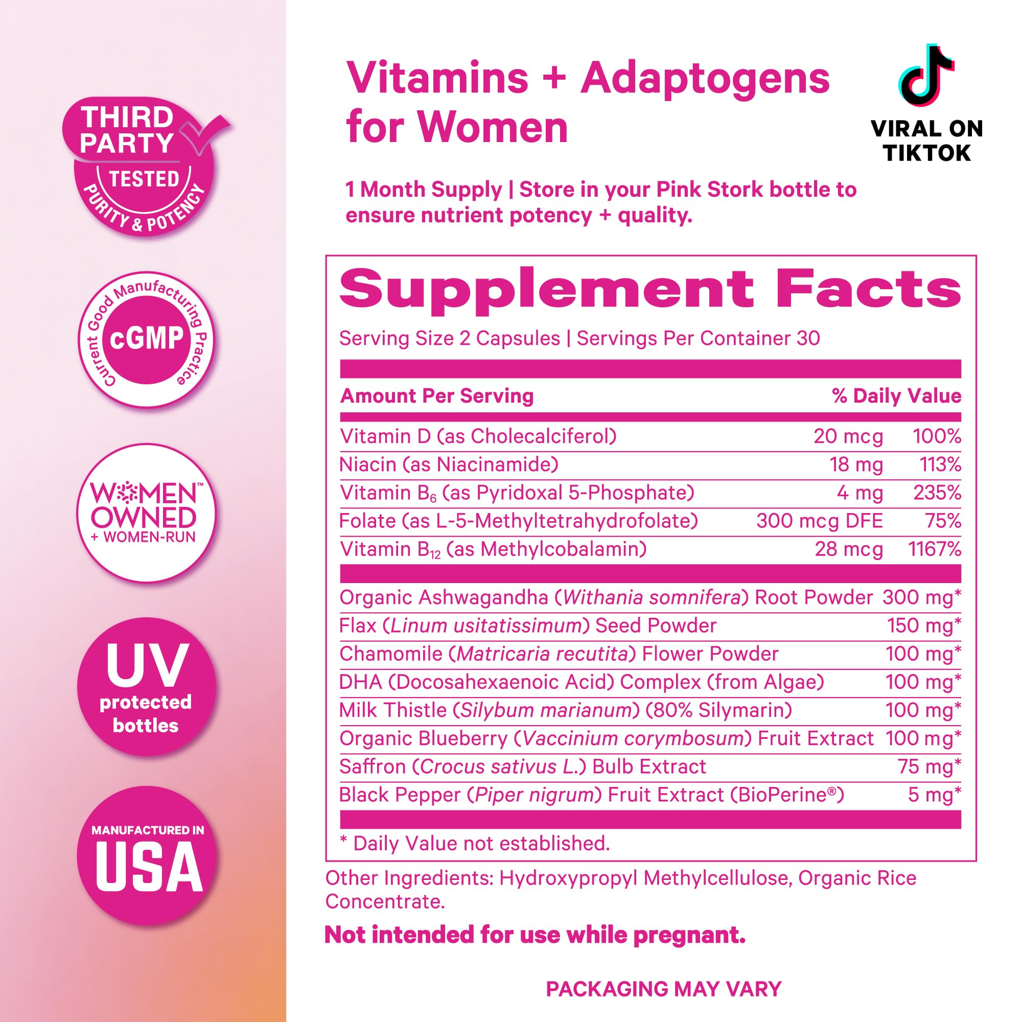 Pink Stork envase con protección UV para conservar la potencia