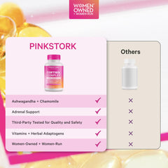 Pink Stork cápsulas en mano para comparación de escala y toma sencilla