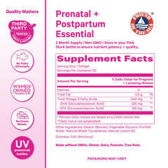 Pink Stork cápsulas junto a vitamina prenatal para combinar rutinas