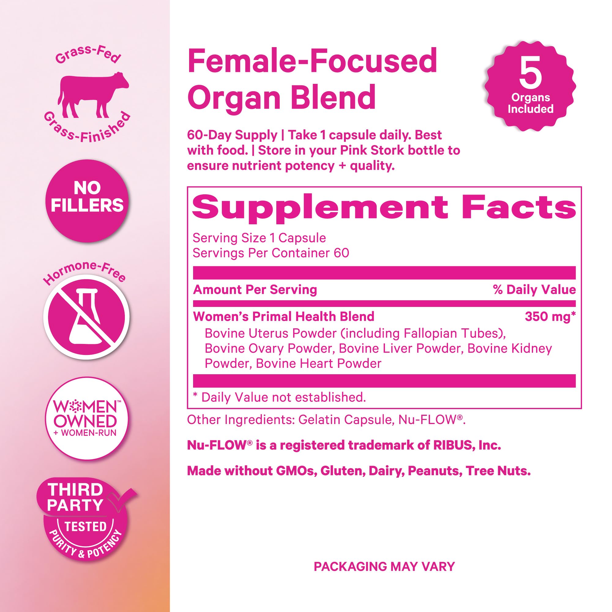 Pink Stork etiqueta nutricional con información clara y transparencia