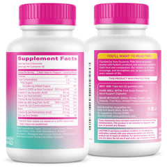 Frasco Pink Stork con 60 gomitas dispuesto para mostrar conteo y almacenamiento