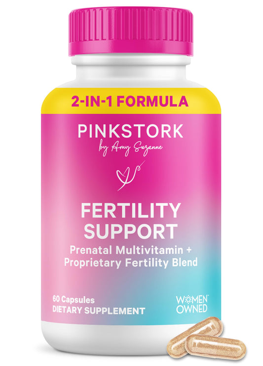 Pink Stork frasco frontal mostrando la etiqueta clara y beneficios