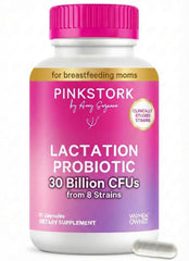 Pink Stork frente del empaque mostrando beneficios para mamás lactantes