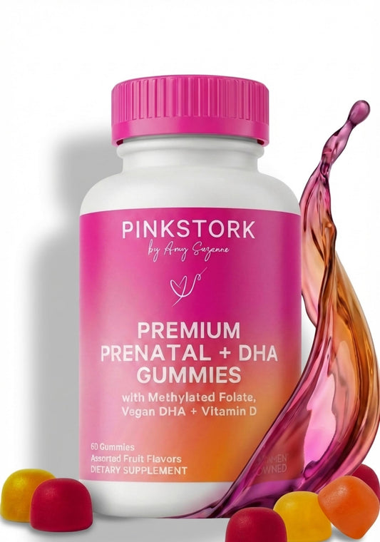 Pink Stork frente del envase mostrando diseño y beneficios visibles