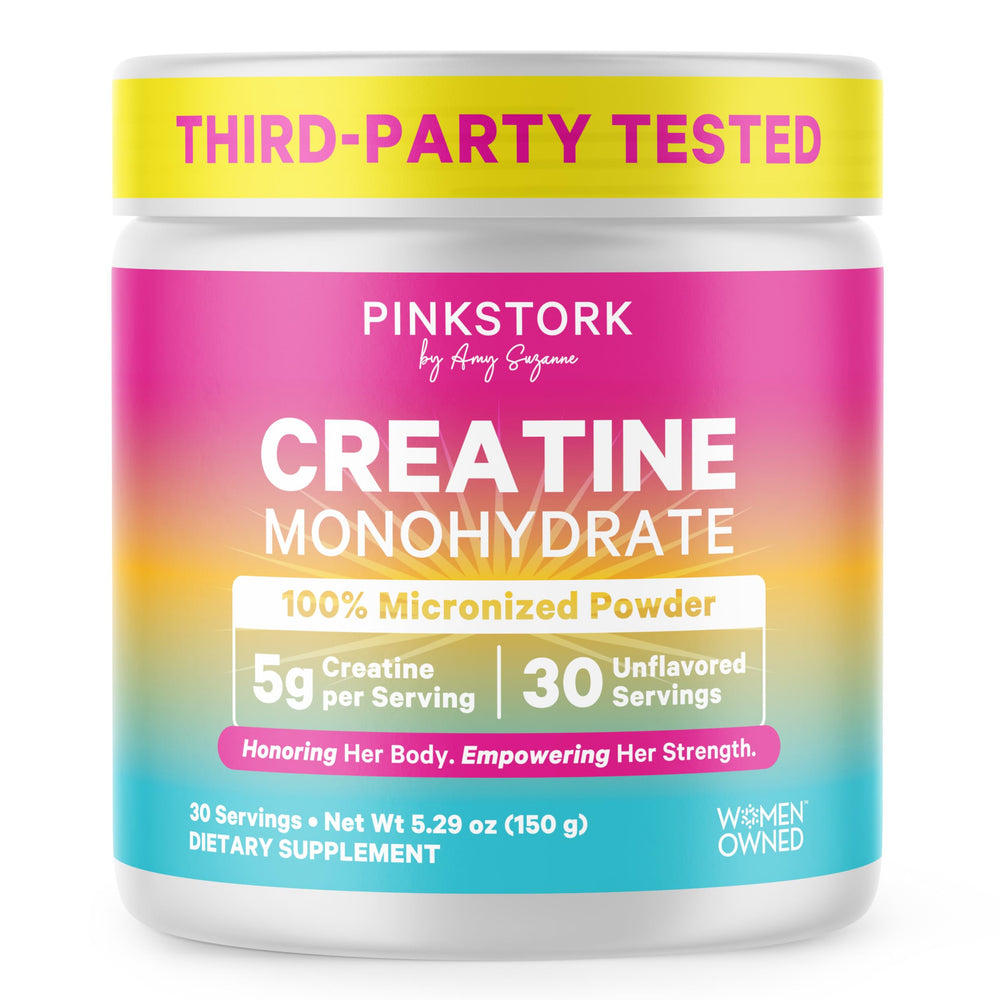 Pink Stork envase frontal limpio y claro para confianza