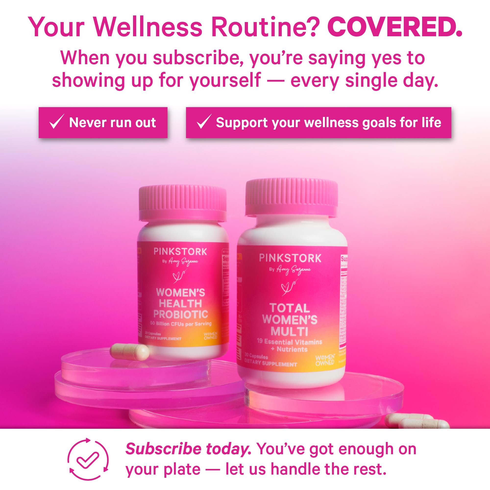 Pink Stork composición de ingredientes clave para energía y hormonas