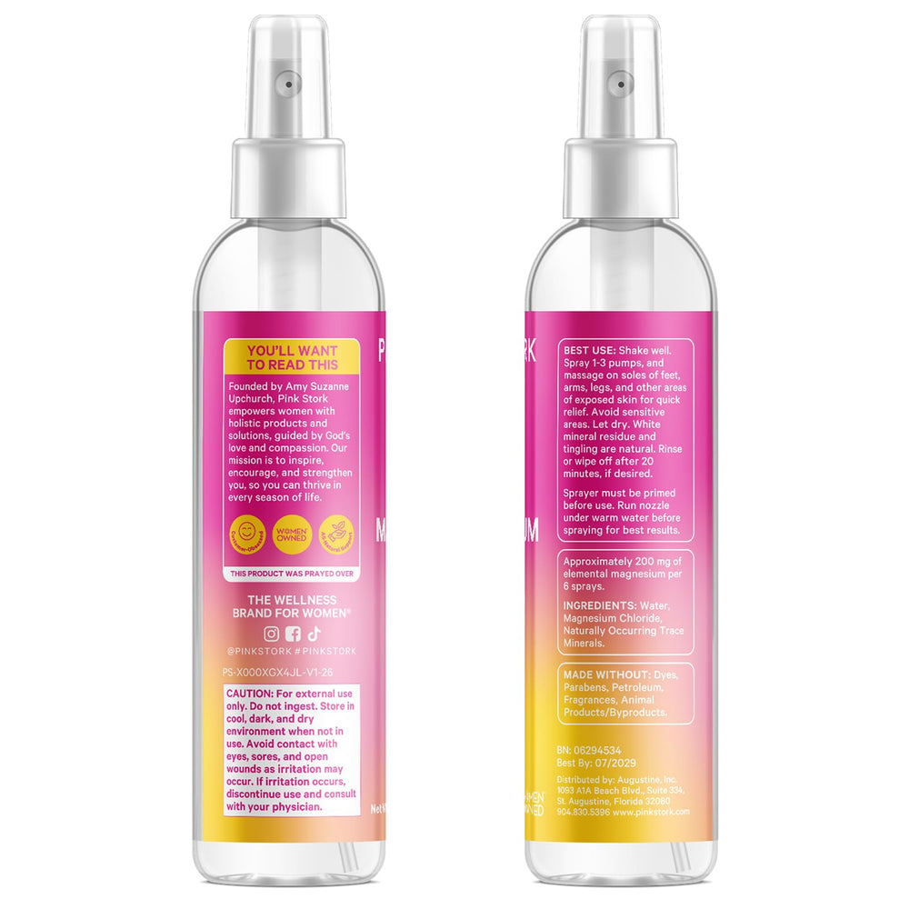 Pink Stork spray aplicado en plantas del pie para absorción óptima