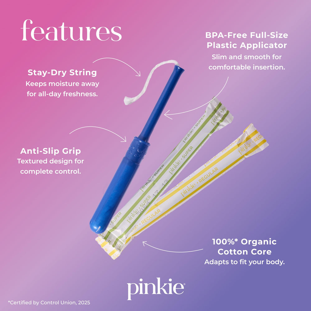Pinkie aplicador slim con grip texturizado para inserción cómoda