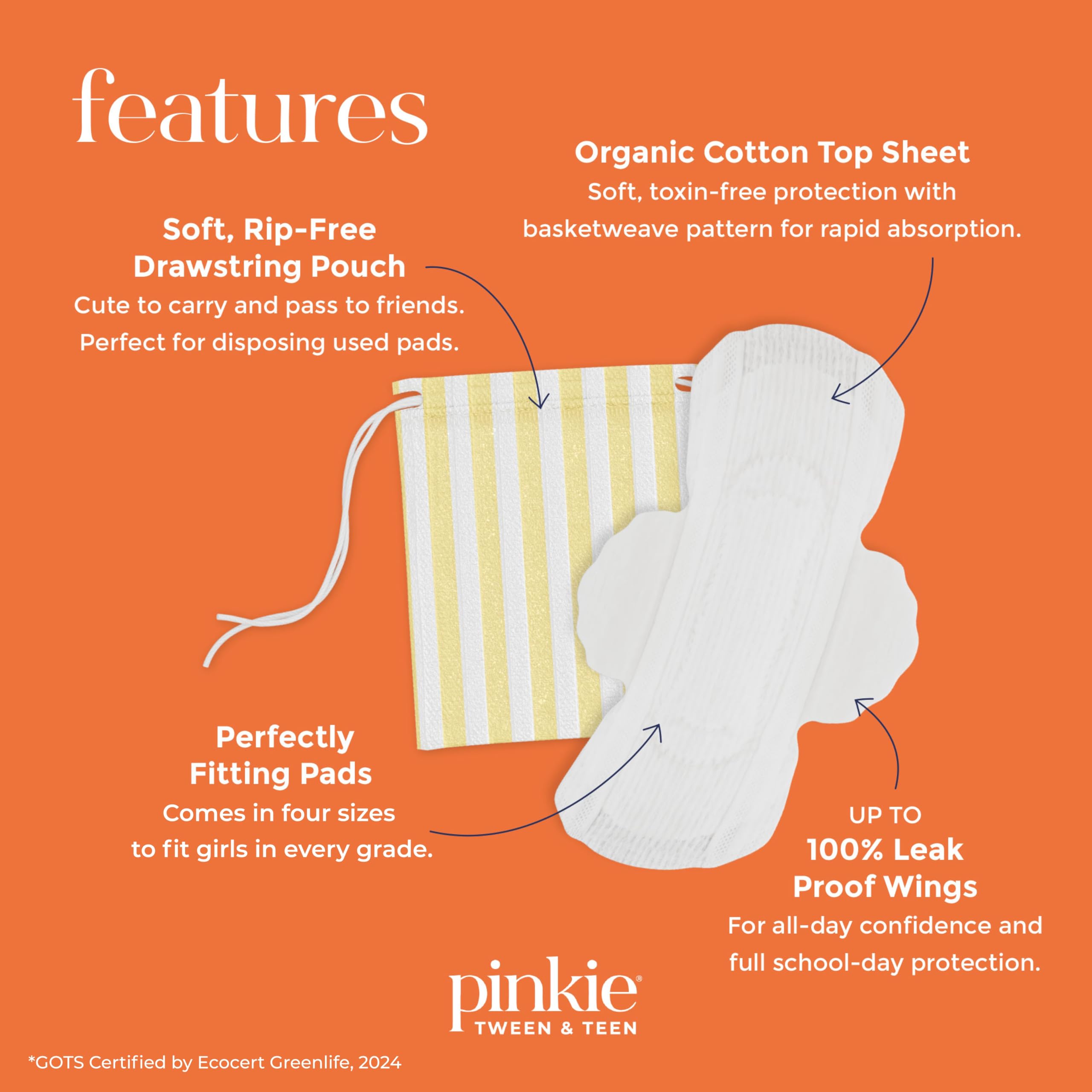 Pinkie compresa extendida mostrando perfil ultra-delgado y absorción rápida