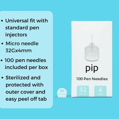 Pip aguja conectada en uso con pluma, beneficio de ajuste universal seguro