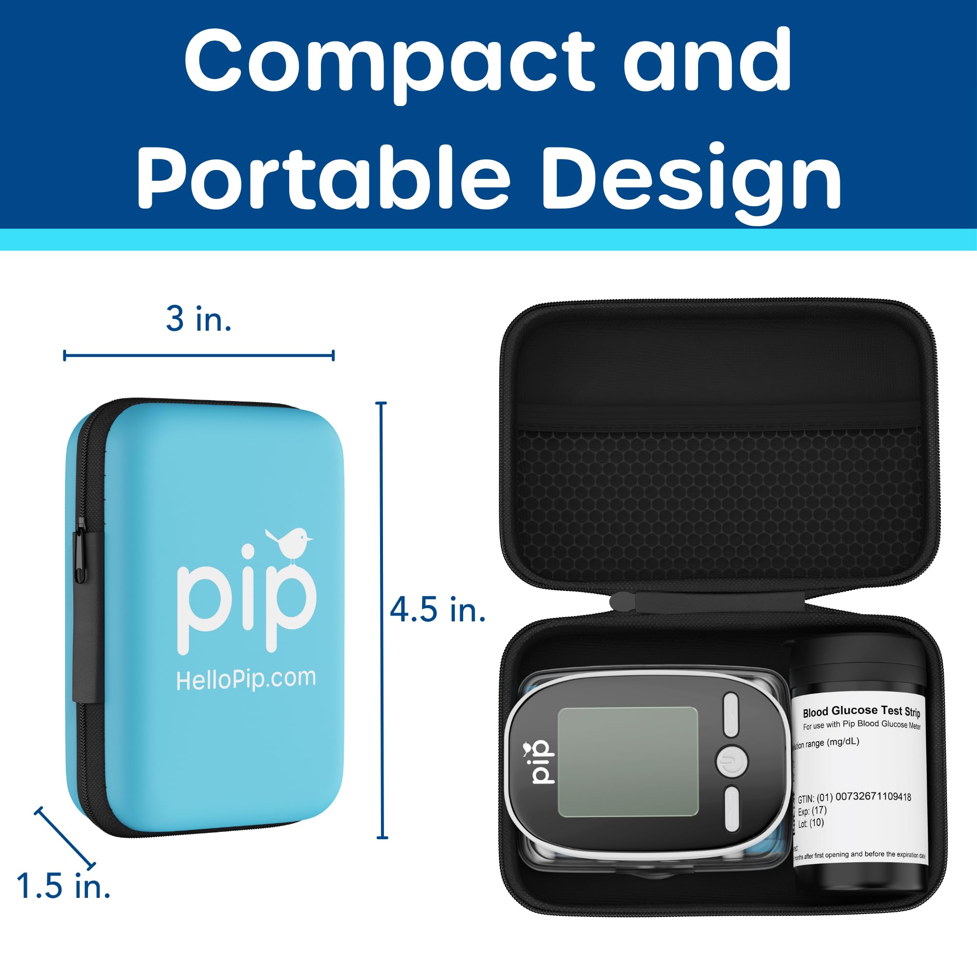 Pip comparación de tamaño en mano para mostrar diseño compacto portátil