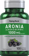 Piping Rock frasco frontal de aronia con diseño claro y beneficios visibles