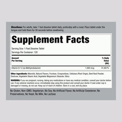 Piping Rock primer plano de tableta sublingual, muestra la superficie y tamaño