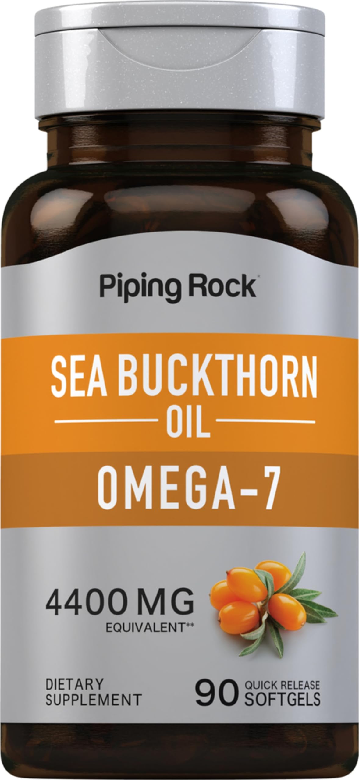 Piping Rock frasco frontal con 90 softgels, envase práctico