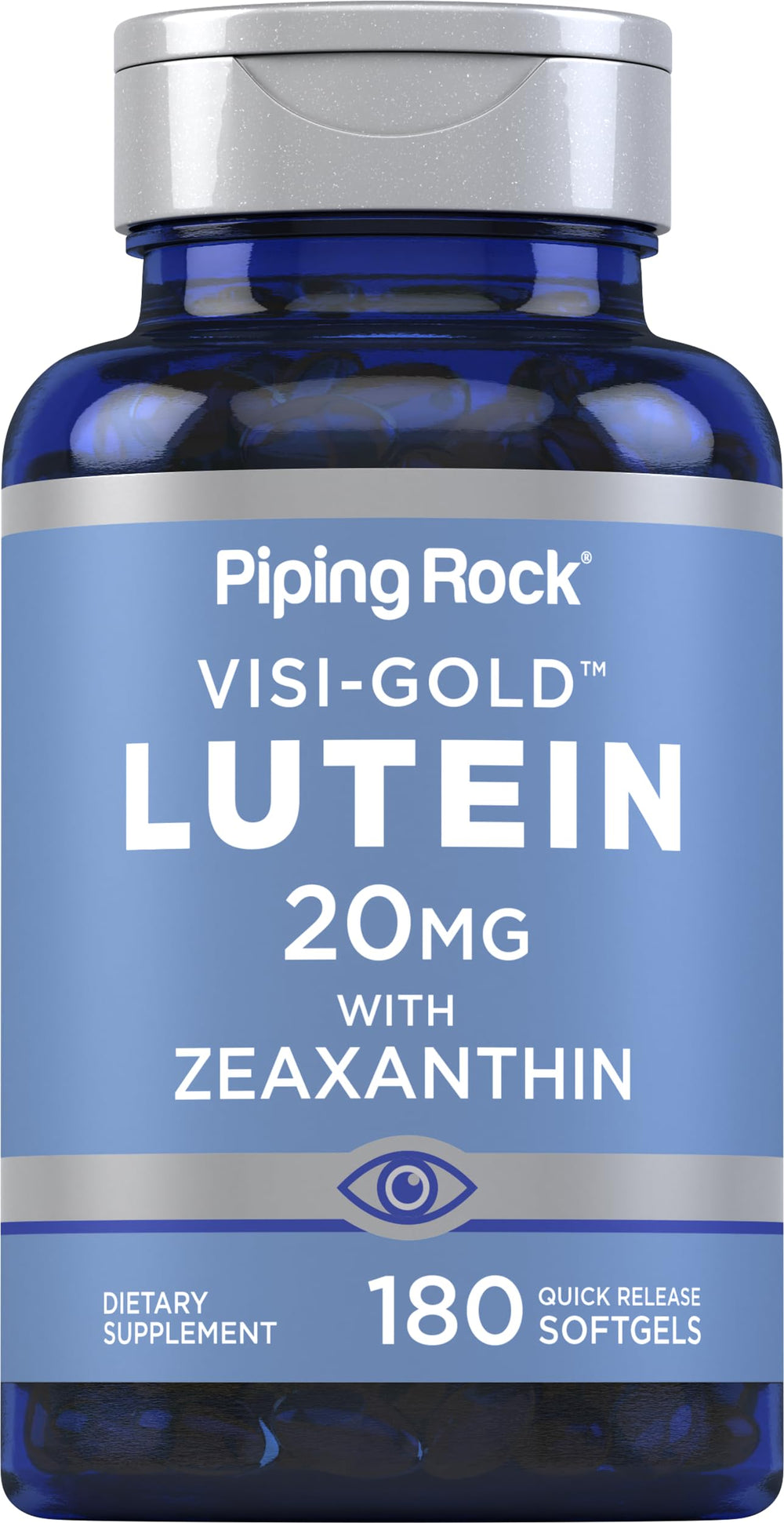 Piping Rock frente del envase mostrando 180 softgels y conveniencia