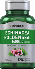 Piping Rock frasco frontal mostrando etiquetado y beneficio de calidad