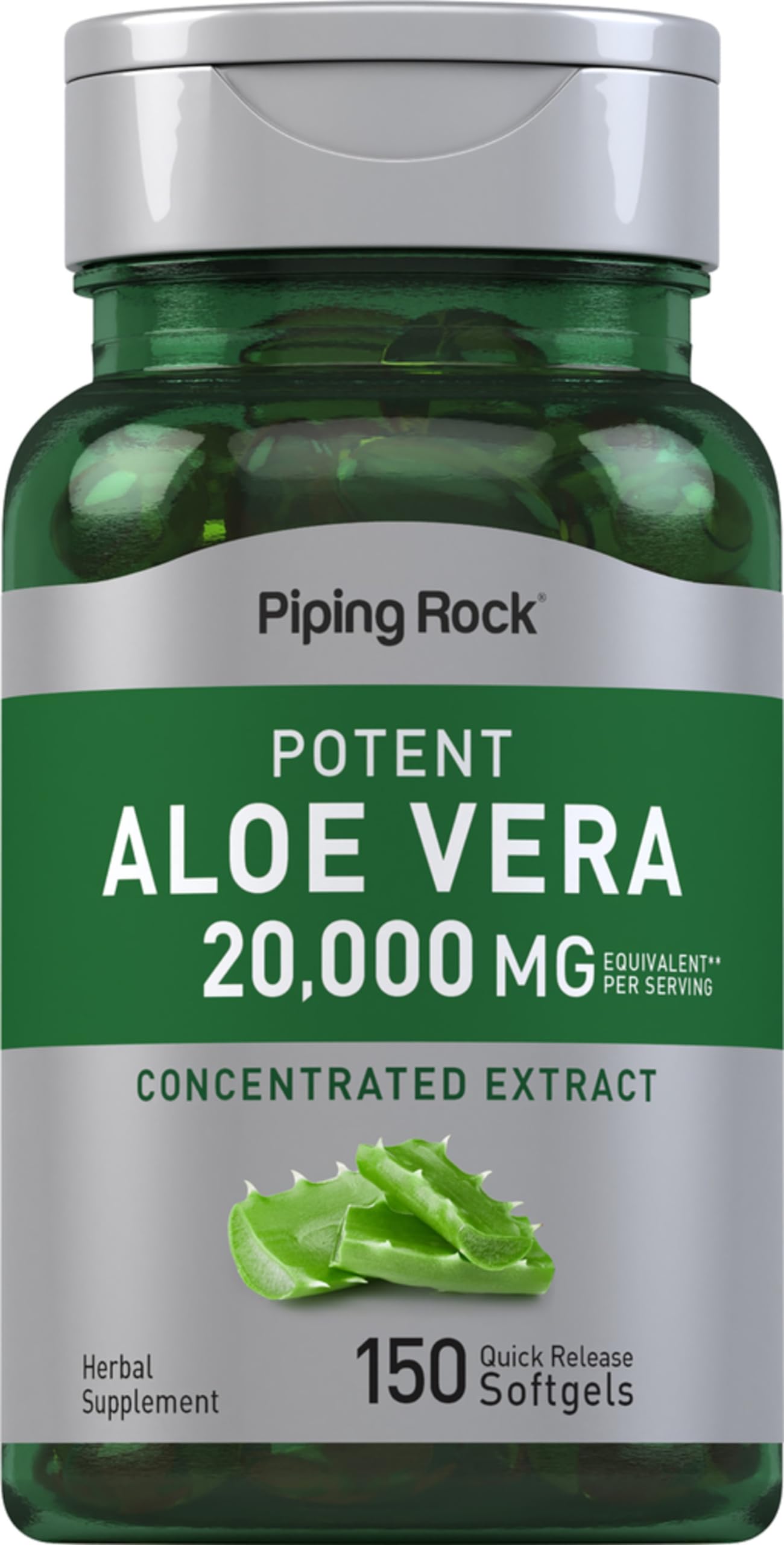 Piping Rock envase frontal mostrando 150 softgels y beneficios de conveniencia