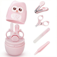 PIXFAIRY estuche búho rosa mostrando almacenamiento seguro