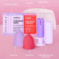 Detalle del aplicador Pixie Cup que facilita la inserción sin tocar la copa
