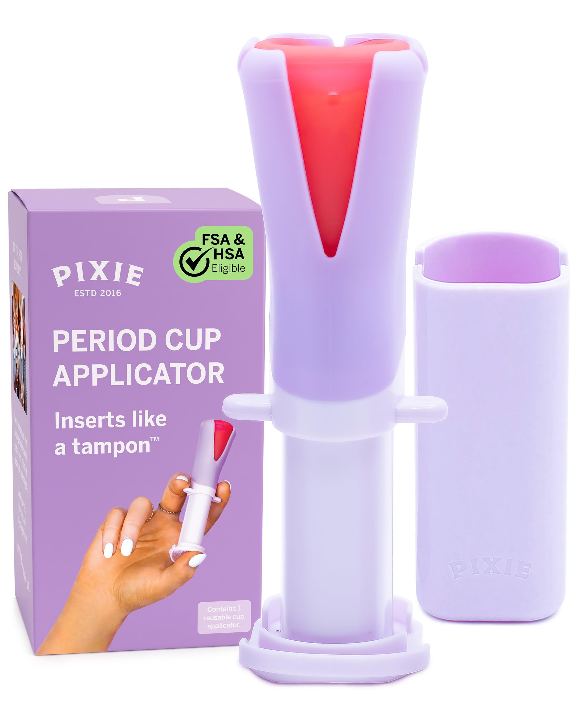 Pixie Cup aplicador frontal mostrando diseño ergonómico y fácil inserción