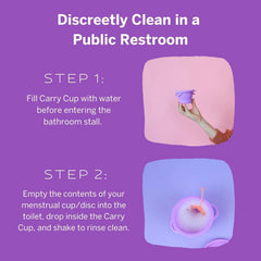 Pixie Cup en uso en baño público para limpieza discreta y rápida