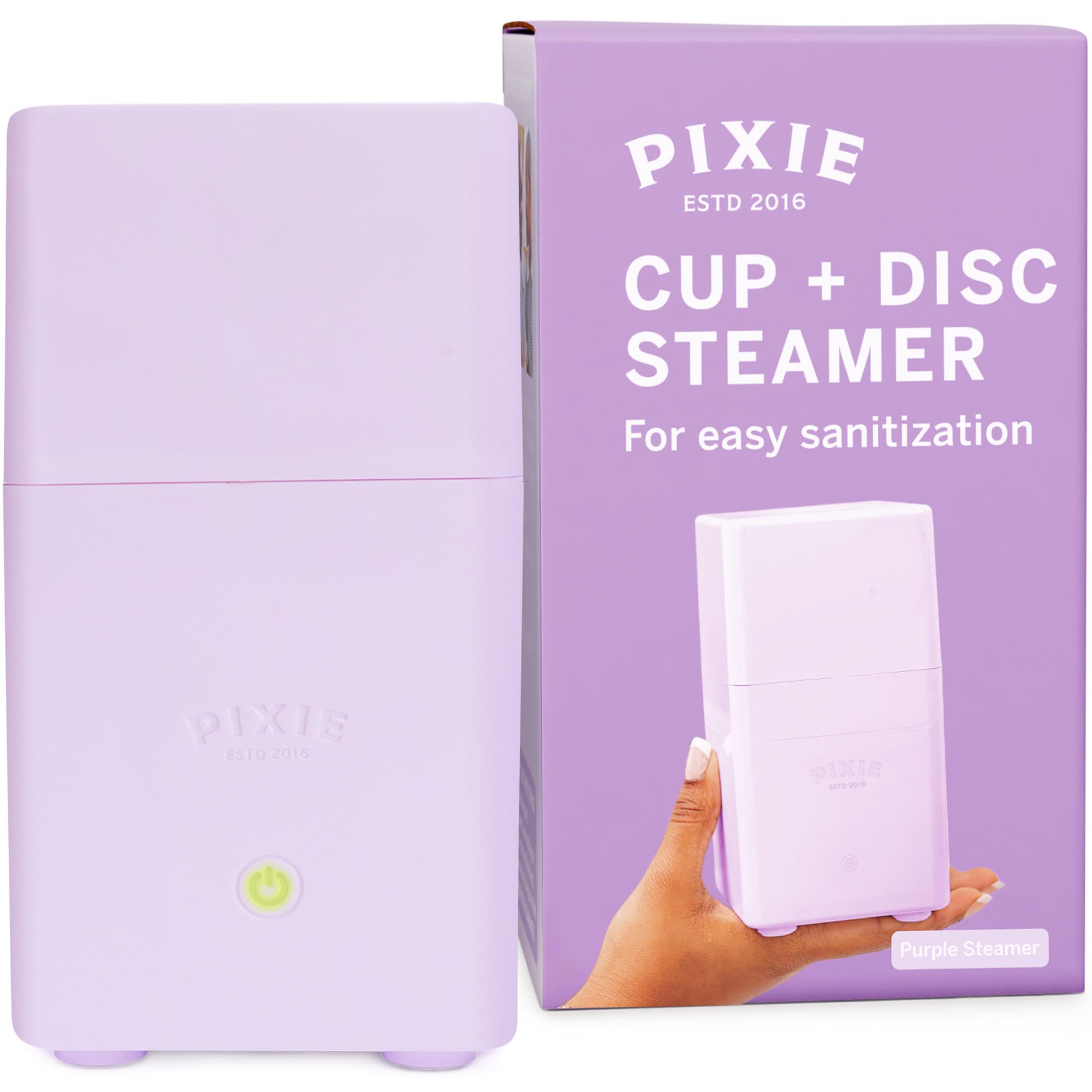 Pixie Cup esterilizador frontal mostrando diseño compacto y facilidad