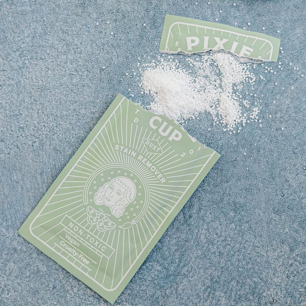 Pixie Cup etiqueta con instrucciones claras y sencillas de uso