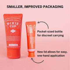 Pixie Cup aplicando lubricante durante inserción para mayor comodidad