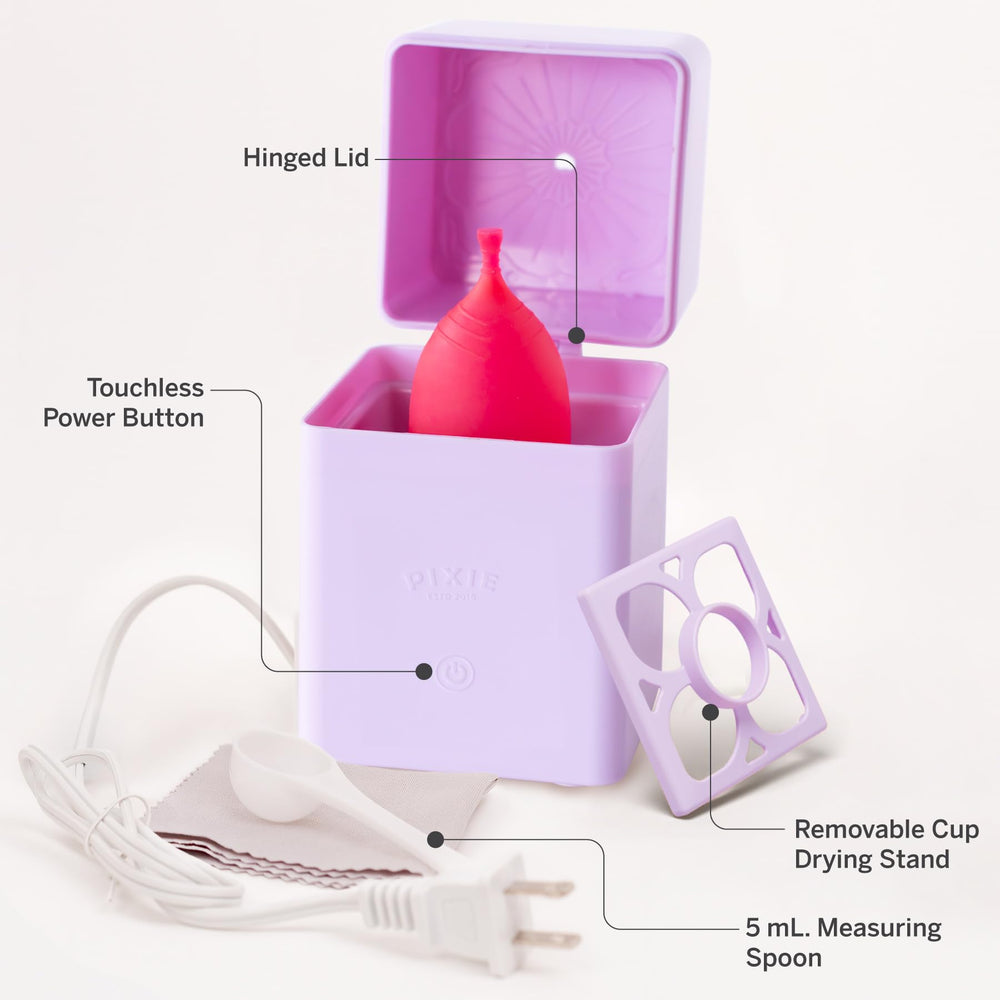 Pixie Cup caja y contenido incluyendo manual y accesorios