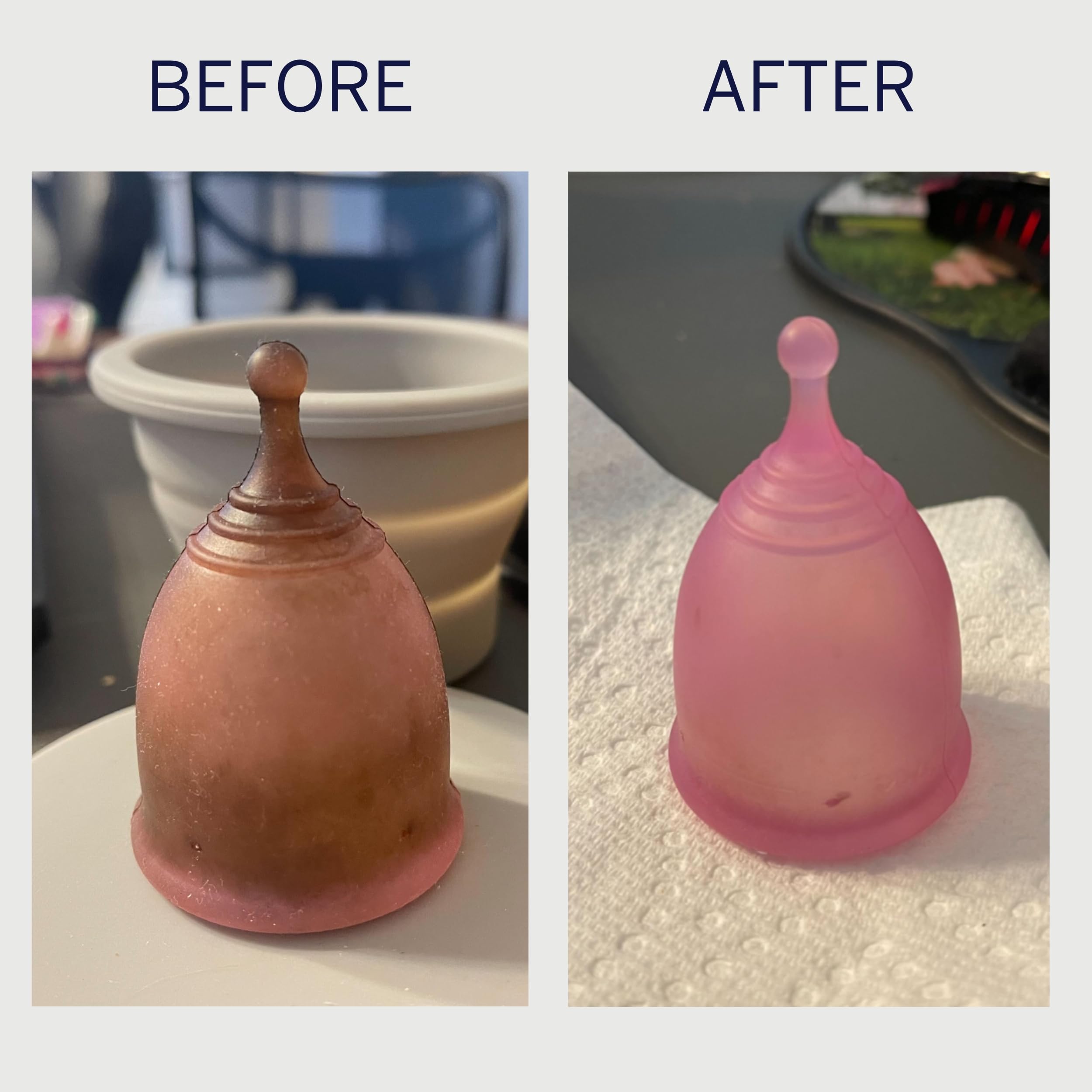 Pixie Cup remojo en olla en cocina limpiando una copa menstrual
