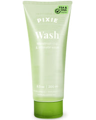 Pixie Cup botella frontal mostrando diseño y beneficio de limpieza segura