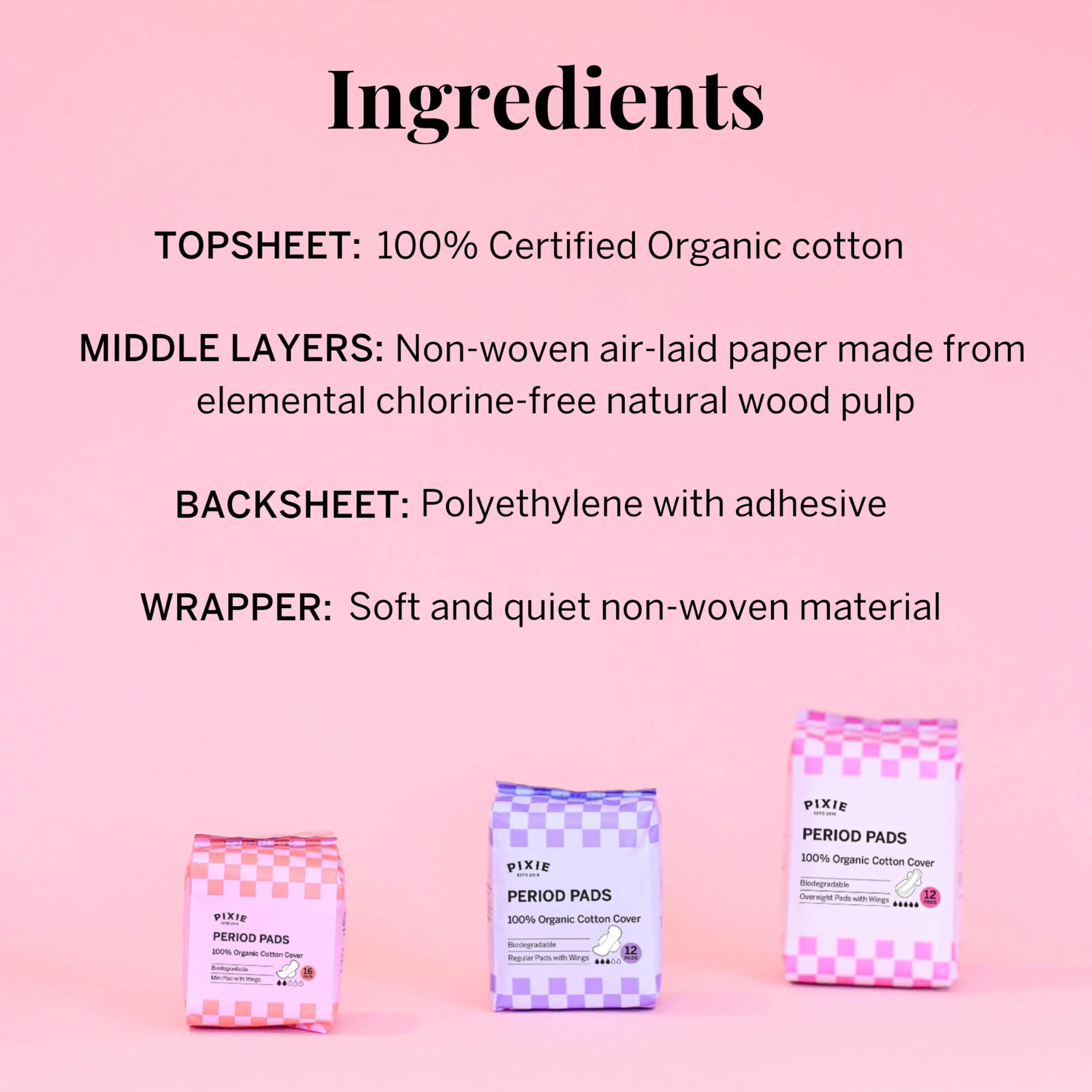 Pixie Cup etiqueta de certificación orgánica y biodegradable visible