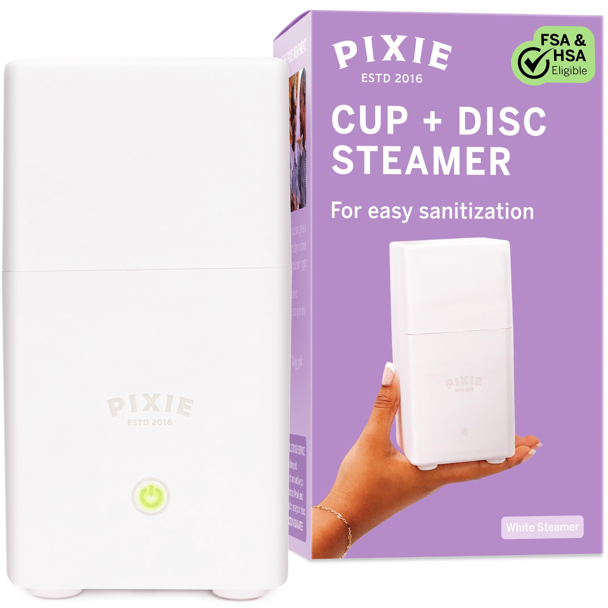 Pixie Cup esterilizador frontal compacto que muestra diseño portátil y eficiencia