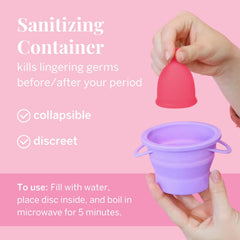 Pixie Cup Pixie Wash y copa esterilizadora para higiene eficaz