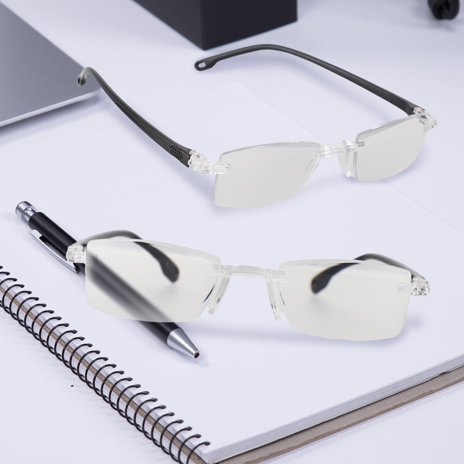 PKRFCJ gafas en uso leyendo con pantalla, reduce fatiga visual