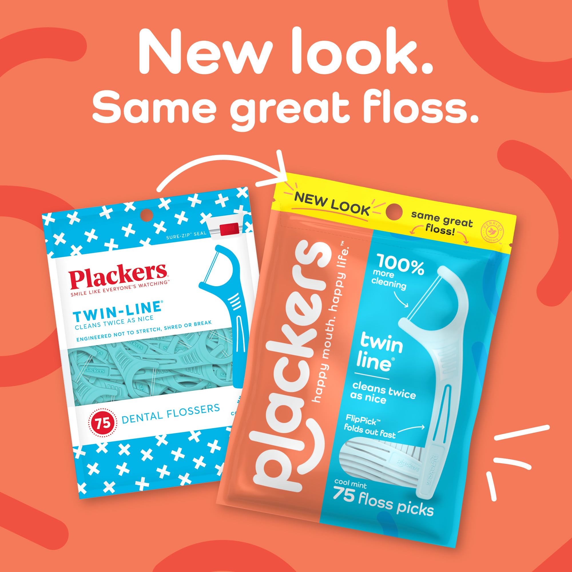 Plackers detalle del doble hilo Twin-Line que mejora la limpieza interdental eficaz
