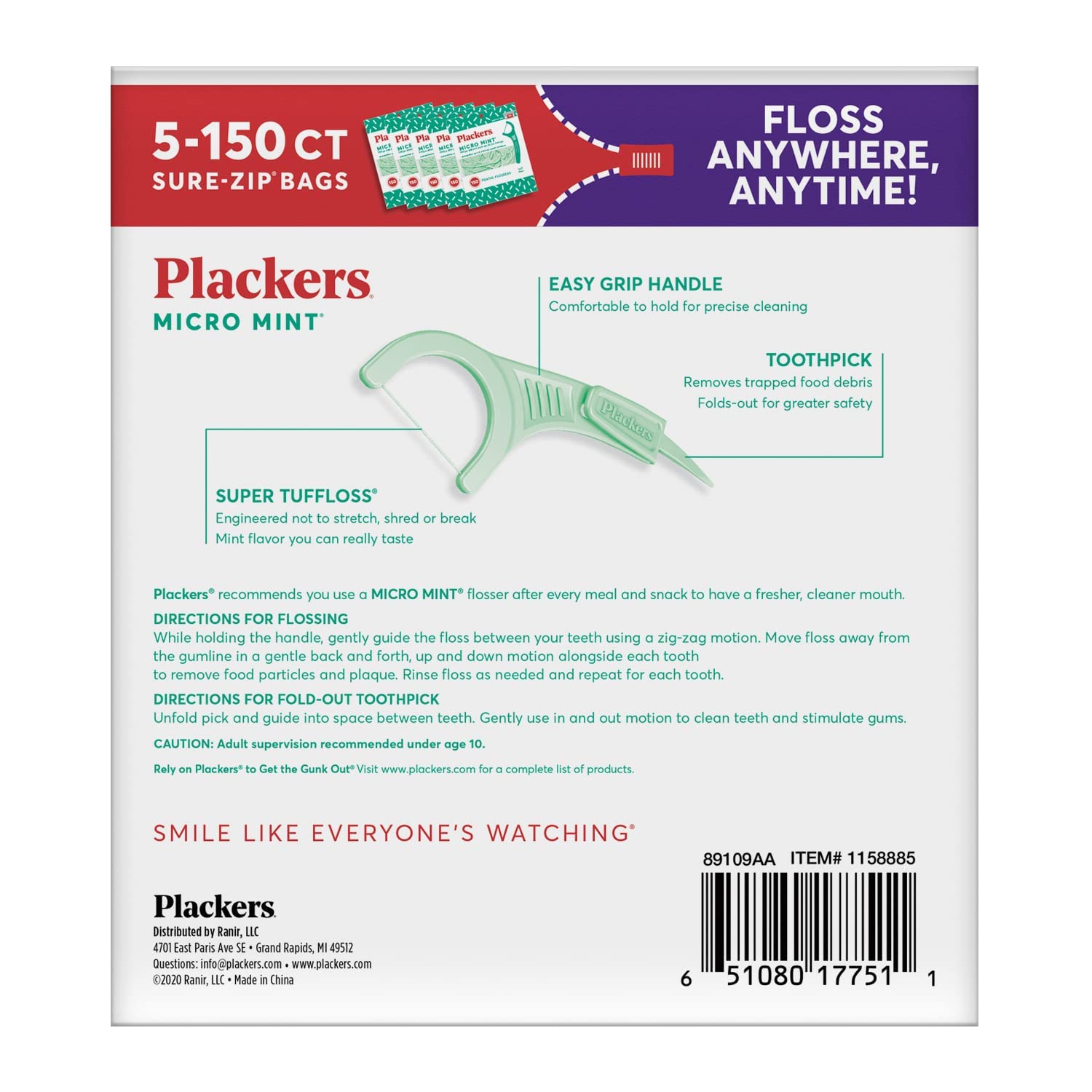 Plackers primer plano del hilo Super Tuffloss que aporta resistencia y durabilidad