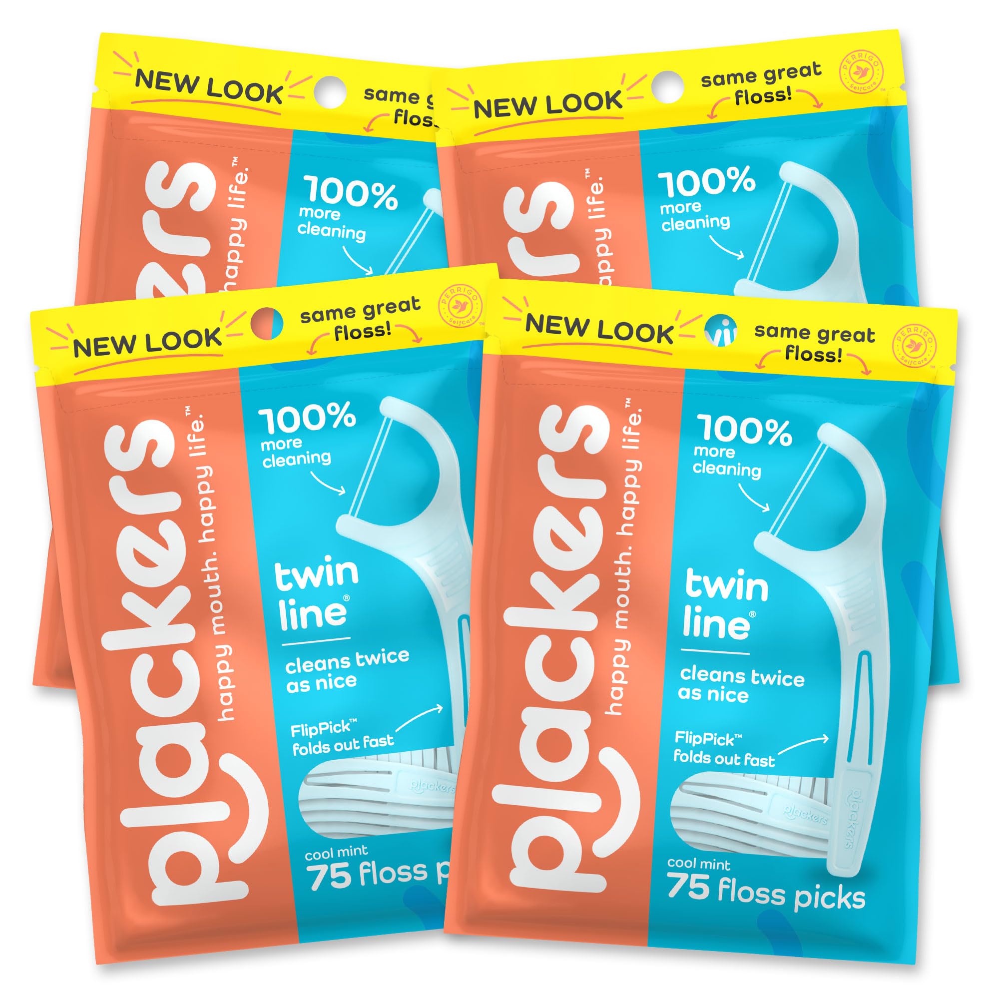 Plackers frente del empaque mostrando 75 unidades y marca para conveniencia