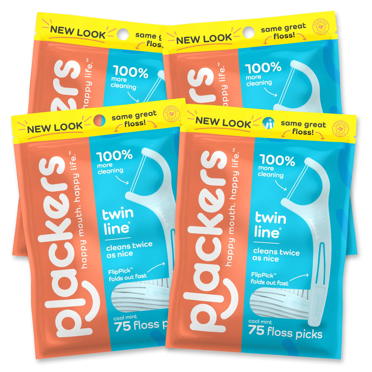 Plackers frente del empaque mostrando 75 unidades y marca para conveniencia
