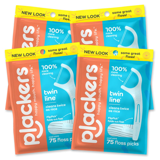 Plackers frente del empaque mostrando 75 unidades y marca para conveniencia