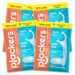 Plackers frente del empaque mostrando 75 unidades y marca para conveniencia